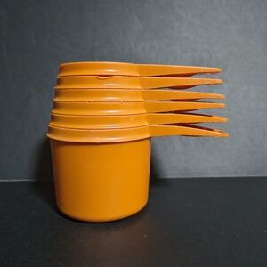 Vintage 70's TUPPERWARE Complete Set (6) Harvest Orange Stacking Measuring Cups
